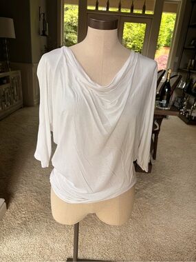 NWT Michael Stars White Drape Neck  Blouse